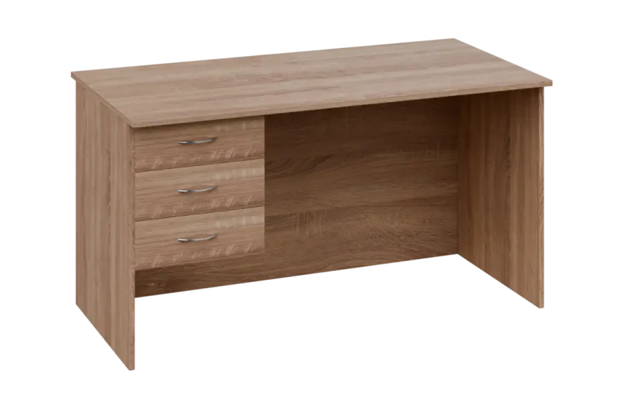 CPL 28 - 14Z13 stůl kancelářský, 3-zásuvkový, levý, dřevěná podnož, deska 25 mm, široký 1400 mm, dub bardolino